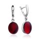 Bright Red Amber Dangle Earrings The Sangria, image 