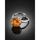 Amber With Fossil Midge Adjustable Ring The Clio, Ring Size: Adjustable, image , picture 3