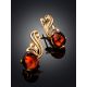 Chic Gold Plated Silver Amber Earrings The Swan, image , picture 2