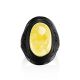 Bold Leather Amber Adjustable Ring The Nefertiti, Ring Size: Adjustable, image , picture 4
