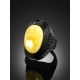 Bold Leather Amber Adjustable Ring The Nefertiti, Ring Size: Adjustable, image , picture 2