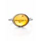 Glossy Silver Ring With Lemon Amber The Amigo, Ring Size: 8 / 18, image , picture 3