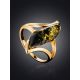 Gold-Plated Ring With Green Amber The Vesta, Ring Size: 8 / 18, image , picture 2