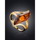 Cognac Amber Ring In Gold-Plated Silver The Vesta, Ring Size: 11.5 / 21, image , picture 2