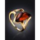 Gold-Plated Ring With Cognac Amber The Vesta, Ring Size: 7 / 17.5, image , picture 2