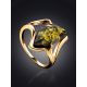 Gold-Plated Ring With Green Amber The Vesta, Ring Size: 6.5 / 17, image , picture 3