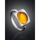 Geometric Silver Ring With Cognac Amber The Saturn, Ring Size: 10 / 20, image , picture 2