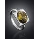 Sterling Silver Ring With Oval Green Amber Stone The Saturn, Ring Size: 10 / 20, image , picture 2