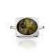 Sterling Silver Ring With Oval Green Amber Stone The Saturn, Ring Size: 9.5 / 19.5, image , picture 3