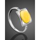 Stylish Silver Ring With Honey Amber The Saturn, Ring Size: 6 / 16.5, image , picture 2