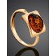 Golden Ring With Cognac Amber Stone The Saturn, Ring Size: 9.5 / 19.5, image , picture 2