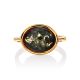 Golden Ring With Green Amber Centerstone The Amigo, Ring Size: 5.5 / 16, image , picture 4