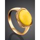 Lovely Golden Ring With White Amber The Amigo, Ring Size: 6 / 16.5, image , picture 2