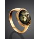 Golden Ring With Green Amber Centerstone The Amigo, Ring Size: 13 / 22, image , picture 2