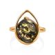 Golden Ring With Amber Centerpiece, Ring Size: 6 / 16.5, image , picture 3