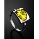 Luminous Lemon Amber Ring In Sterling Silver The Saturn, Ring Size: 6 / 16.5, image , picture 2