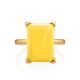 Geometric Gold Plated Silver Ring With Honey Amber Centerstone The Etude, Ring Size: 5.5 / 16, image , picture 3
