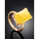 Geometric Gold Plated Silver Ring With Honey Amber Centerstone The Etude, Ring Size: 5.5 / 16, image , picture 2
