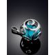 Silver Cut Out Sphere Harmony Pendant With Turquoise, image , picture 2