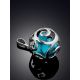 Silver Cut Out Sphere Harmony Pendant With Turquoise, image , picture 2