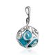 Silver Cut Out Sphere Harmony Pendant With Turquoise, image , picture 4