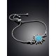 Sun Motif Silver Turquoise Slider Bracelet, image , picture 2
