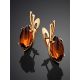 Chic Golden Earrings With Cognac Amber The Verbena, image , picture 2