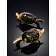 Green Amber Earrings In Gold-Plated Silver The Sigma, image , picture 3