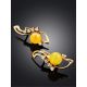 Luminous Amber Earrings In Gold With Crystals The Swan, image , picture 2