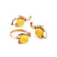 Charming Gold-Plated Ring With Honey Amber And Crystals The Swan, Ring Size: 11 / 20.5, image , picture 4