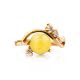 Charming Gold-Plated Ring With Honey Amber And Crystals The Swan, Ring Size: 9.5 / 19.5, image , picture 3