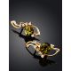 Fabulous Gold-Plated Amber Earrings With Crystals The Swan, image , picture 2