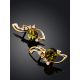 Fabulous Gold-Plated Amber Earrings With Crystals The Swan, image , picture 2