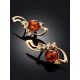 Elegant Amber Earrings In Gold-Plated Silver The Swan, image , picture 2