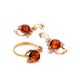 Bright Cognac Amber Ring In Gold-Plated Silver With Crystals The Swan, Ring Size: 13 / 22, image , picture 5