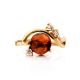 Bright Cognac Amber Ring In Gold-Plated Silver With Crystals The Swan, Ring Size: 12 / 21.5, image , picture 4