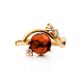 Amber Ring In Gold With Crystals The Swan, Ring Size: 8 / 18, image , picture 5