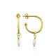 Elegant Gilded Silver Pearl Charm Hoop Earrings The Palazzo, image 