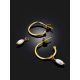 Elegant Gilded Silver Pearl Charm Hoop Earrings The Palazzo, image , picture 2