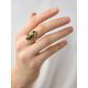 Bold Gold-Plated Ring With Green amber The Rococo, Ring Size: 8.5 / 18.5, image , picture 2