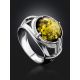 Statement Men's Ring With Green Amber In Sterling Silver The Cesar, Ring Size: / 22.5, image , picture 2