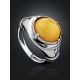 Bright Honey Amber Men's Ring In Sterling Silver The Cesar, Ring Size: 7 / 17.5, image , picture 2