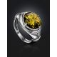 Bold Green Amber Men's Ring In Sterling Silver The Cesar, Ring Size: / 23.5, image , picture 2