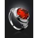 Bold Silver Men's Ring With Cognac Amber The Cesar, Ring Size: / 24, image , picture 2