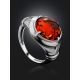 Bold Silver Men's Ring With Cognac Amber The Cesar, Ring Size: 9.5 / 19.5, image , picture 2