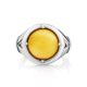 Bright Honey Amber Men's Ring In Sterling Silver The Cesar, Ring Size: 9 / 19, image , picture 3