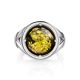 Bold Green Amber Men's Ring In Sterling Silver The Cesar, Ring Size: / 23, image , picture 4
