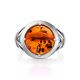 Bold Silver Men's Ring With Cognac Amber The Cesar, Ring Size: / 23.5, image , picture 4