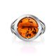 Bold Silver Men's Ring With Cognac Amber The Cesar, Ring Size: 9.5 / 19.5, image , picture 4
