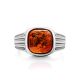 Stylish Silver Men's Ring With Cognac Amber The Cesar, Ring Size: 8.5 / 18.5, image , picture 3